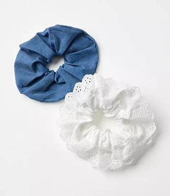 Eyelet & Denim Scrunchie Set