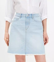 Frayed Denim Mini Skirt Light Wash Indigo
