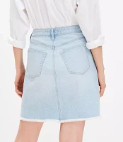 Frayed Denim Mini Skirt Light Wash Indigo