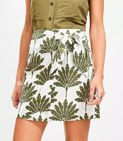 Petite Palm Linen Blend Mini Wrap Skirt