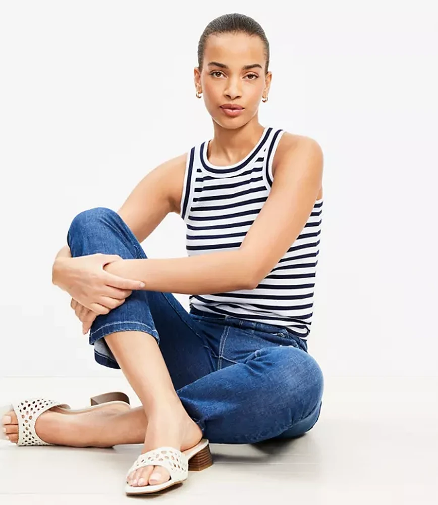 Petite Stripe Perfect Ribbed Tank Top