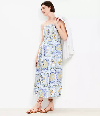 Lemon Linen Blend Strappy Maxi Pocket Dress