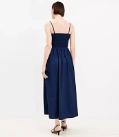Petite Poplin Smocked Strappy Maxi Pocket Dress