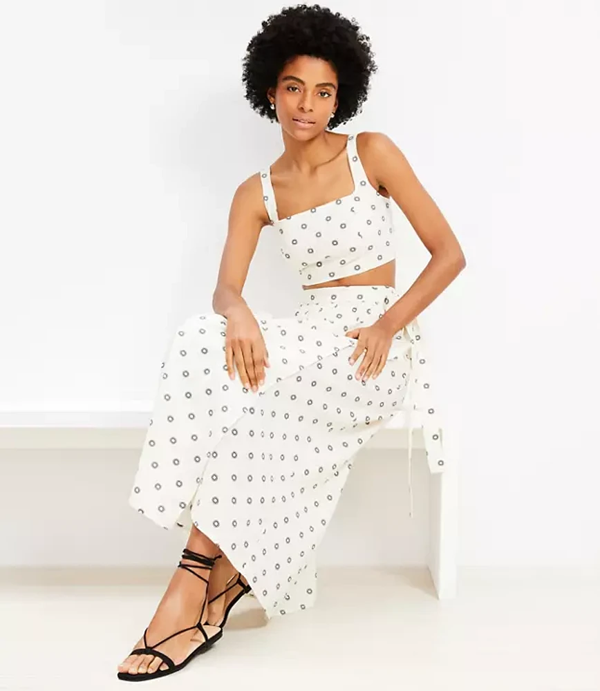 LOFT Beach Dotted Linen Cotton Maxi Wrap Skirt