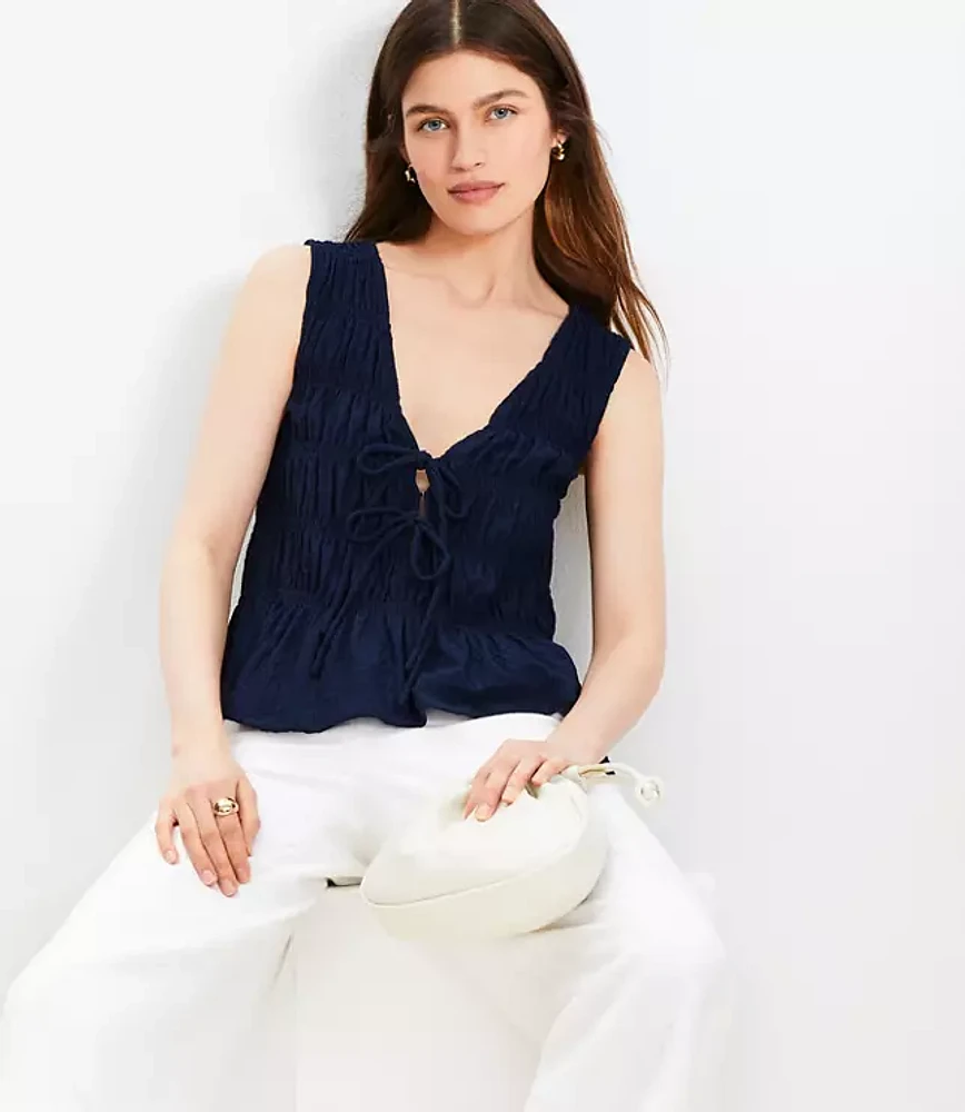 Double Tie Smocked Top