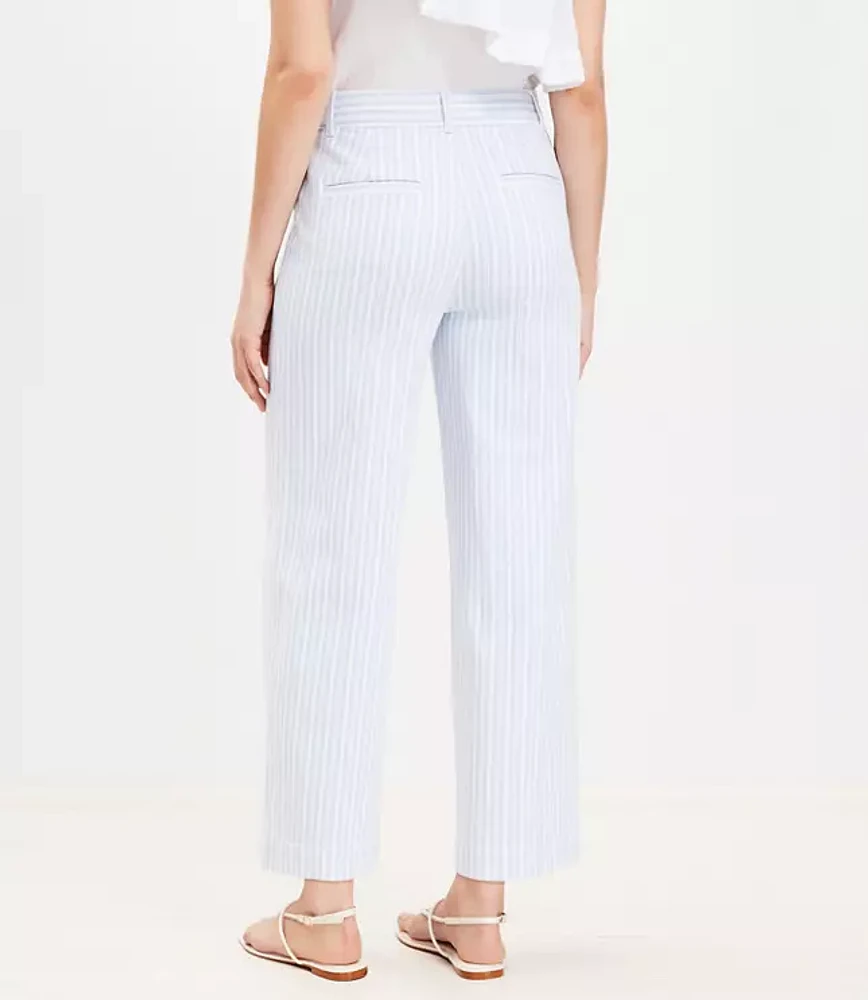 Petite Palmer Wide Leg Crop Pants Textured Stripe