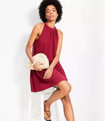 Crinkle Flounce Mini Halter Dress