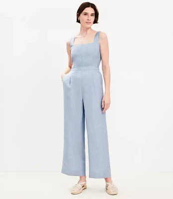 Petite Linen Blend Square Neck Jumpsuit