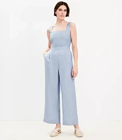 Petite Linen Blend Square Neck Jumpsuit