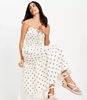 Dotted Tie Linen Blend Strappy Midi Dress