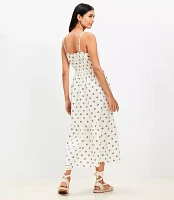 Dotted Tie Linen Blend Strappy Midi Dress