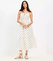 Dotted Tie Linen Blend Strappy Midi Dress