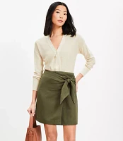 Petite Linen Blend Mini Wrap Skirt