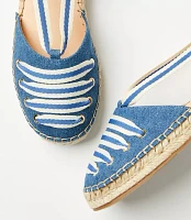 Chambray Lace Up Flat Espadrilles