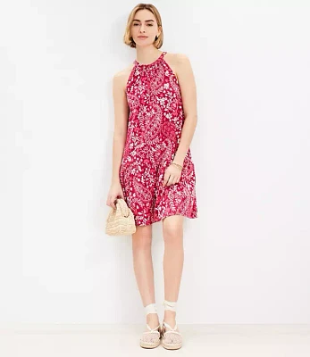 Petite Paisley Flounce Mini Halter Dress