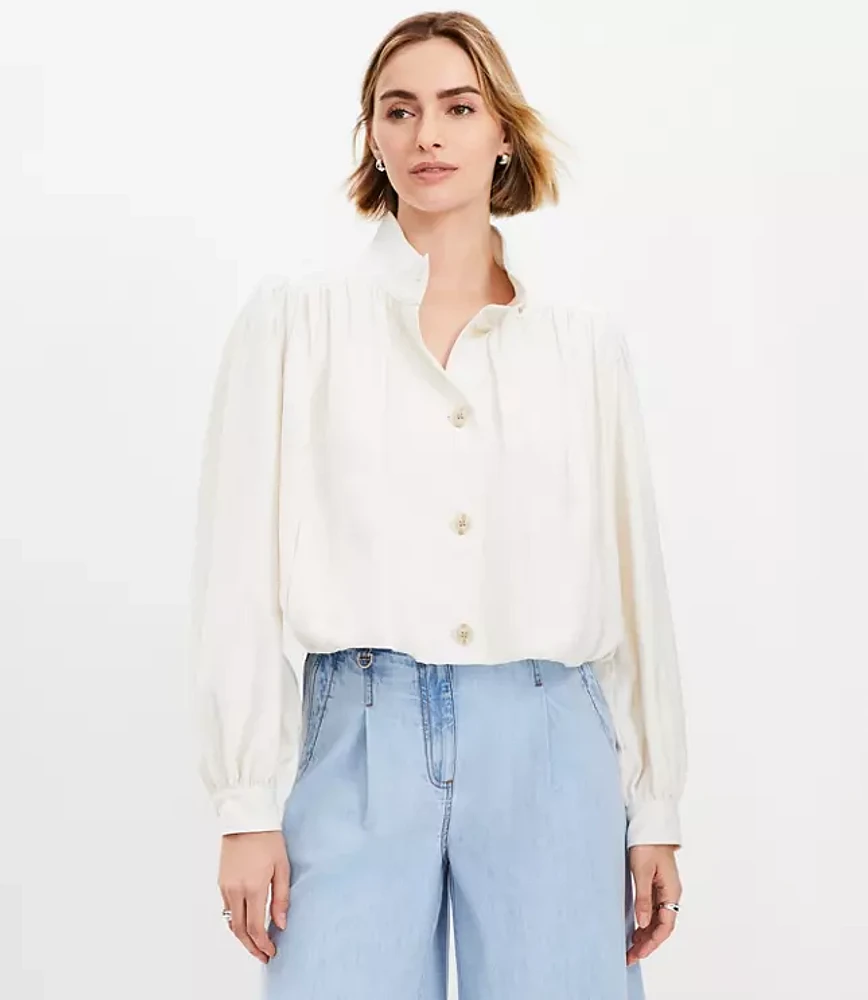 Petite Gathered Swing Jacket
