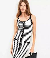 Petite Stripe Ribbed Button Mini Dress