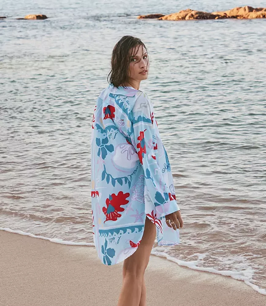 LOFT Beach Seaside Button Pocket Swimsuit Coverup