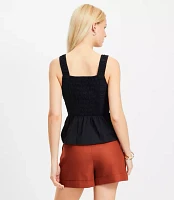 Poplin Smocked Peplum Tank Top