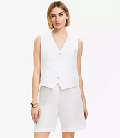 Petite Linen Cotton Pocket Vest