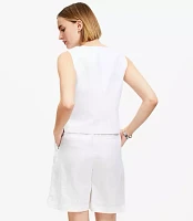 Petite Linen Cotton Pocket Vest