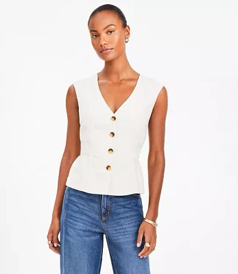 Petite Cinched Linen Blend Vest Top