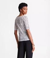 LOFT Versa Snake Print Mesh Elbow Sleeve Tee