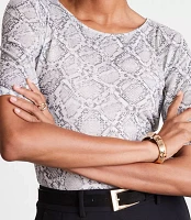 LOFT Versa Snake Print Mesh Elbow Sleeve Tee