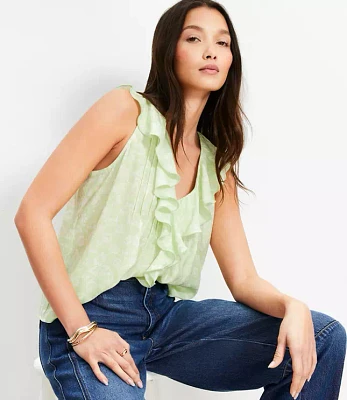 Petite Garden Pleated Ruffle Shell