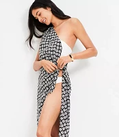 LOFT Beach Leafed One Shoulder Sarong Dress