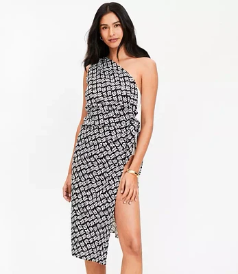 LOFT Beach Leafed One Shoulder Sarong Dress