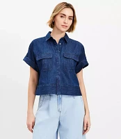Petite Chambray Modern Pocket Top