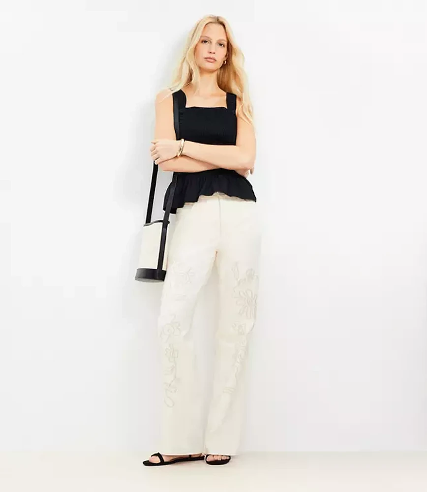 Mid Rise Relaxed Straight Jeans Ecru