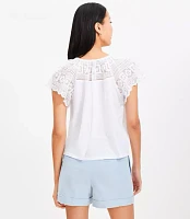 Lace Flutter Button Top