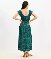 Floral Smocked Flutter Midi Dress