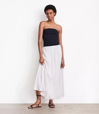 Petite LOFT Versa Strapless Mixed Media Maxi Dress