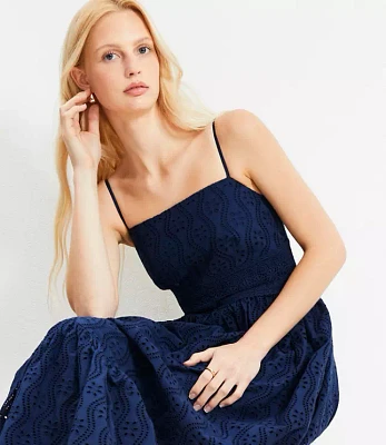 Petite Eyelet Flounce Strappy Maxi Dress