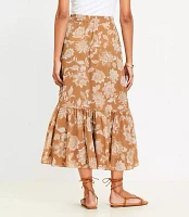 Petite Floral Ruffle Midi Skirt