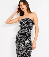 Petite Tropical Strapless Midi Dress