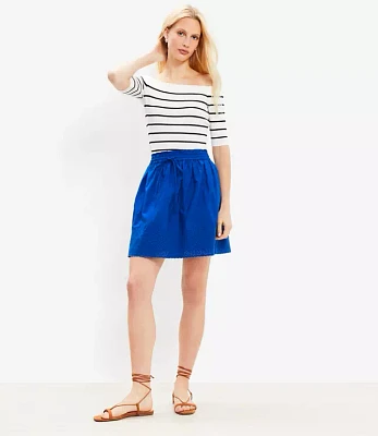 Eyelet Poplin Drawstring Mini Skirt