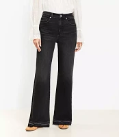 Unpicked Hem High Rise Wide Leg Jeans Washed Black