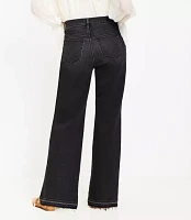 Unpicked Hem High Rise Wide Leg Jeans Washed Black