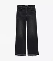 Unpicked Hem High Rise Wide Leg Jeans Washed Black