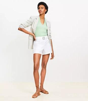 Petite Belted Patch Pocket Shorts