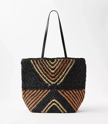 Geo Straw Tote Bag