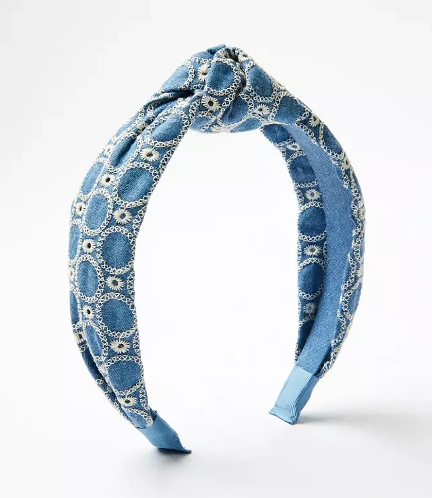 Chambray Eyelet Knot Headband