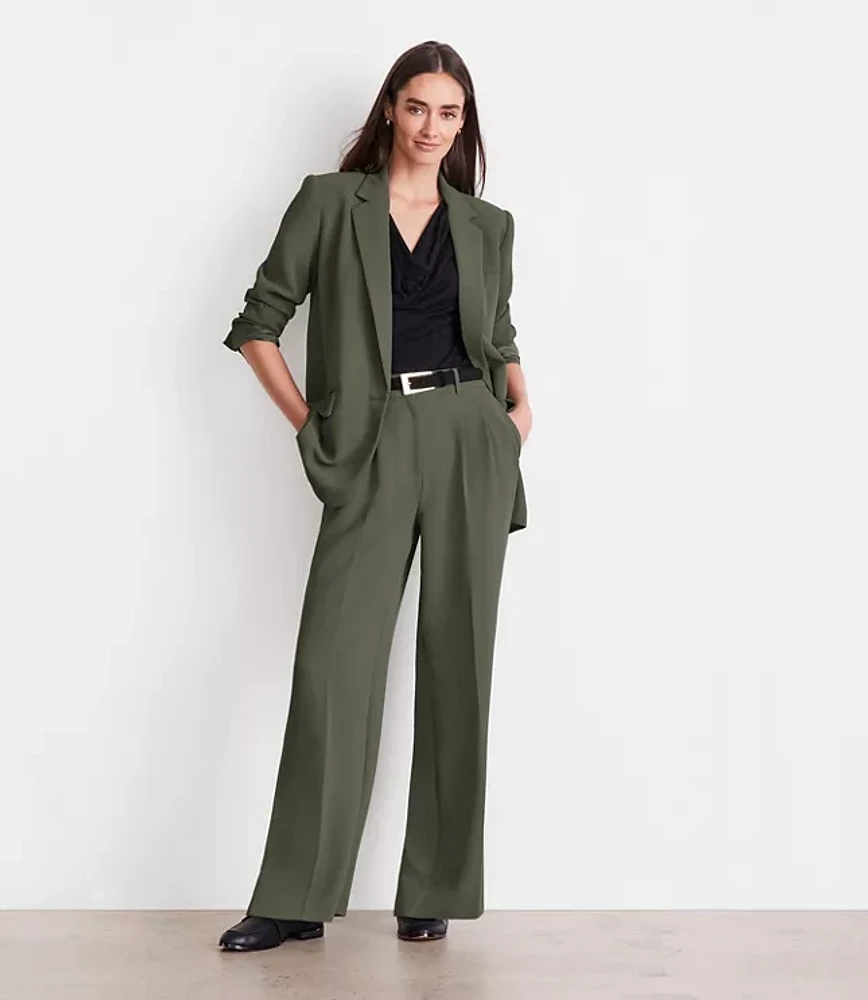 LOFT Versa Crepe Drape Pleated Relaxed Straight Pants