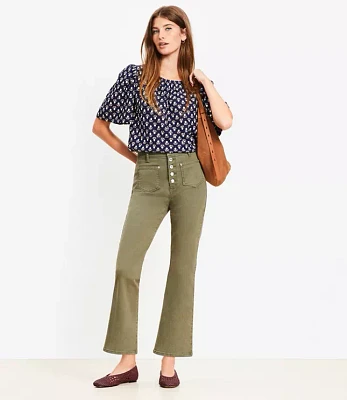 Petite Patch Pocket High Rise Kick Crop Jeans Evening Olive