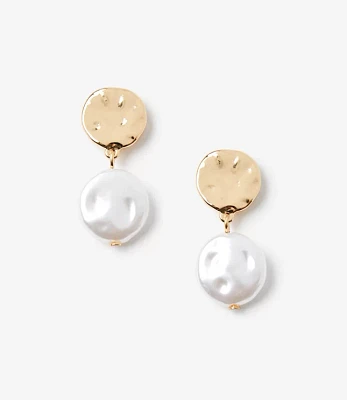 Pearlized Hammered Drop Earrings