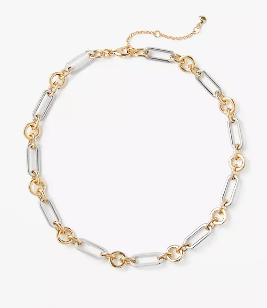 Mixed Metal Chain Link Necklace